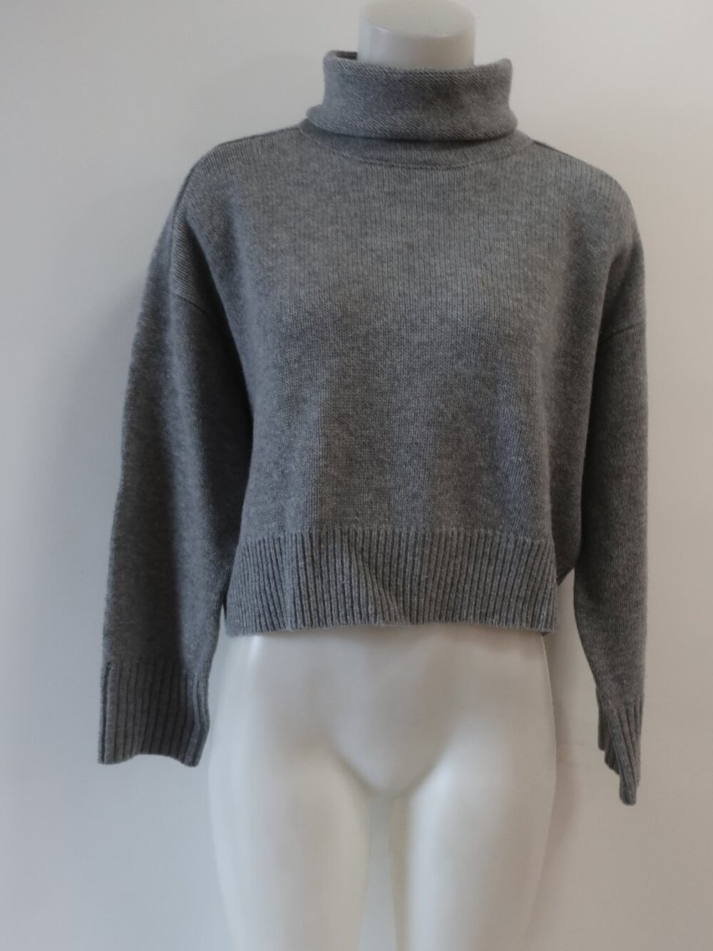 Women Loulou Studio Grey (Item-201) Wool Cashmere Turtleneck Pullover Sweater XS